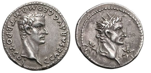 RIC 2 sear5 1808 Caligula (Gaius) and Augustus AR Denarius