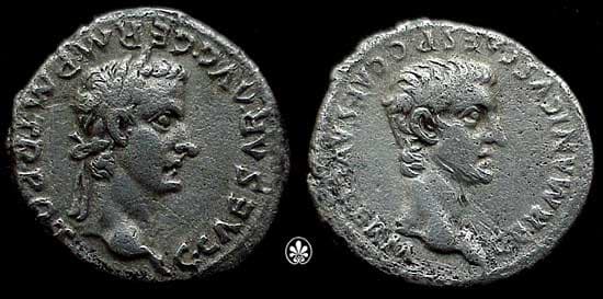 RIC 18 Gaius Caligula and Germanicus Denarius