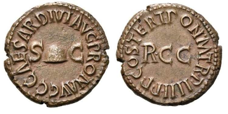 RIC 52 sear5 1804 Caligula AE quadrans