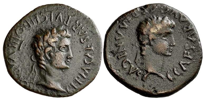 Knossos RPC 996 Caligula and Germanicus AE21 of Knossos, Crete, C CAESAR AV GERMANICVS, laureate head right / GER CAESAR
