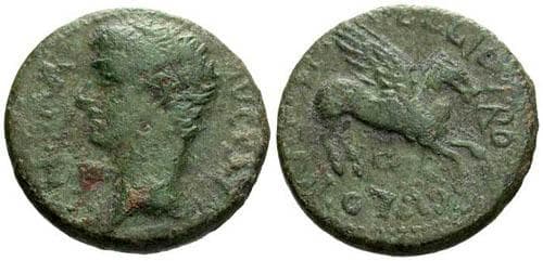 RPC 1173 left Caligula AE20 of Corinth