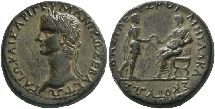 Rhoemetalkes RPC 1722 Caligula and Rhoemetalkes III, AE29 of Thrace
