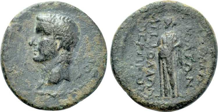 Apollonia Caria RPC 2866 Caligula, AE19 of Apollonia Salbace, Caria
