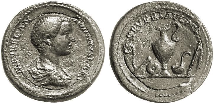 Cohen IV 583 var Caracalla, bimetallic medallion, bronze and brass