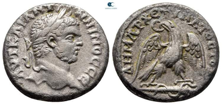 Caesarea Maritima Prieur 1659 Caracalla, AR tetradrachm of Caesarea Maritima, Samaria