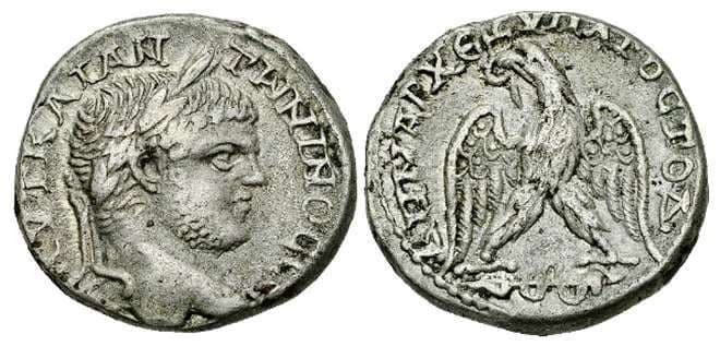 Caesarea- Maritima Prieur 1661 Caracalla, AR tetradrachm of Caesarea Maritima, Samaria