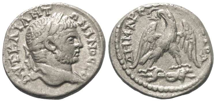 Caesarea Maritima Prieur 1662 Caracalla, AR tetradrachm of Caesarea Maritima, Samaria