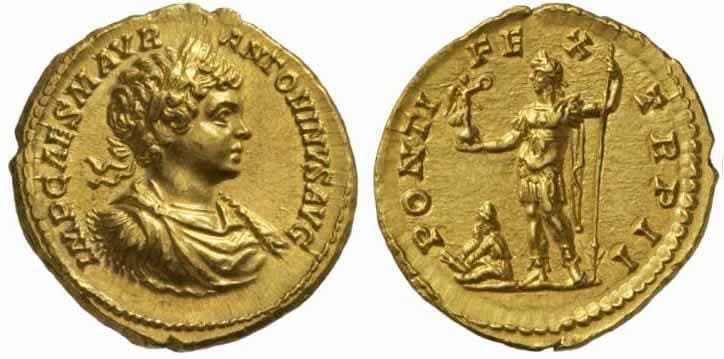 RIC 27, aureus Caracalla, AV Aureus, Rome