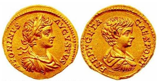 RIC 38, Aureus Sear 6520 Caracalla and Geta, Caesar