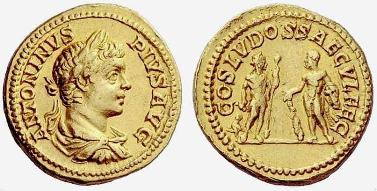 RIC 74b Aureus Caracalla