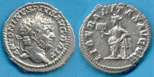 RIC 220 Caracalla, Rome, AR Denarius, ANTONINVS PIVS AVG BRIT, laureate head, bearded, right / LIBERALITAS AVG VIII, Lib