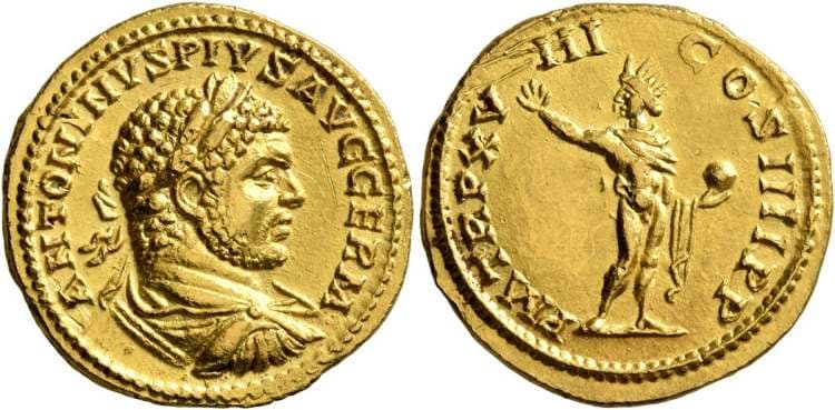 RIC 264d Caracalla, AV Aureus