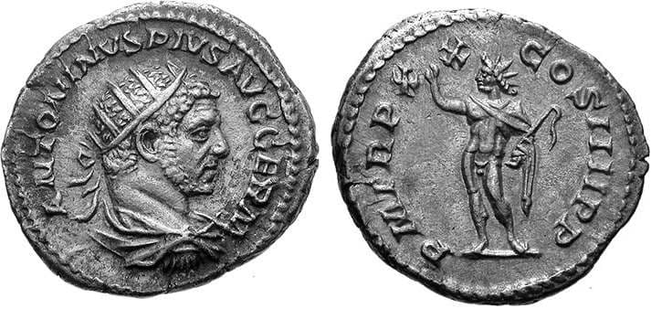 RIC 293e-f Caracalla, AR antoninianus, 19mm