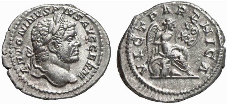 RIC 314 note RSC 656b Caracalla, AR Denarius, 213-217 AD, Rome