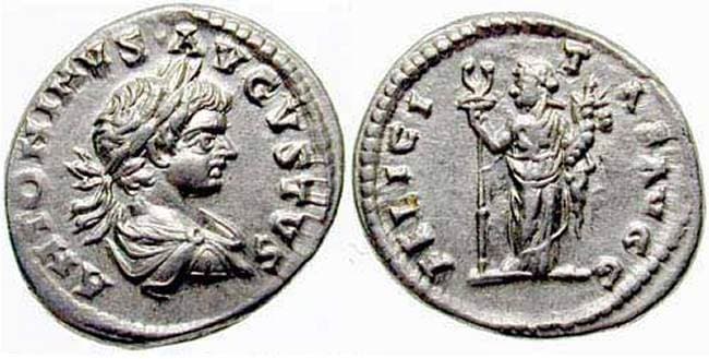 RIC 348, denarius Caracalla, AR Denarius, Laodicea mint, 200-201 AD