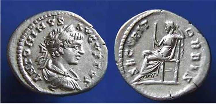 RIC 351b Caracalla, AR Denarius, Laodicea mint