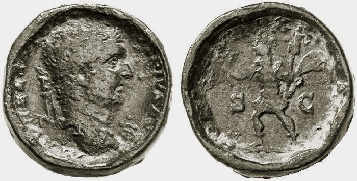 RIC 450b var Caracalla, AE proto-contortionate sestertius, after 210 AD
