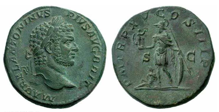 RIC 490a var (1) Caracalla, AE Sestertius