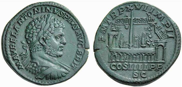RIC 500b Caracalla AE sestertius, AD 198-217