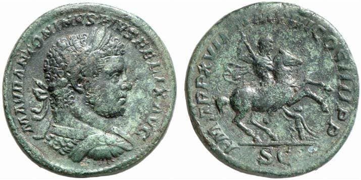 RIC 526, type 1 Caracalla AE Sestertius, AD 214, Rome