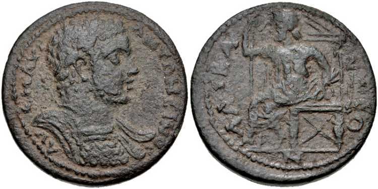 Alabanda SNG Munich 45 Caracalla, AE31 of Alabanda, Caria
