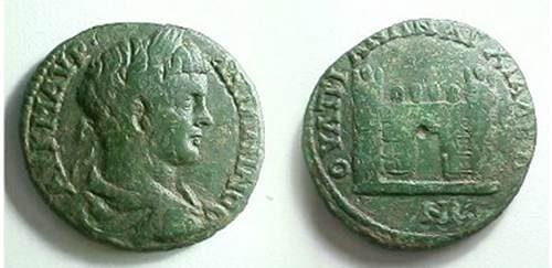 Anchialus Moushmov 2853 Caracalla AE28 of Anchialus, Thrace