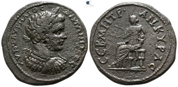 Ankyra Galatia wwxls 13858 Caracalla, AE30 of Ankyra, Galatia, AD 198-217