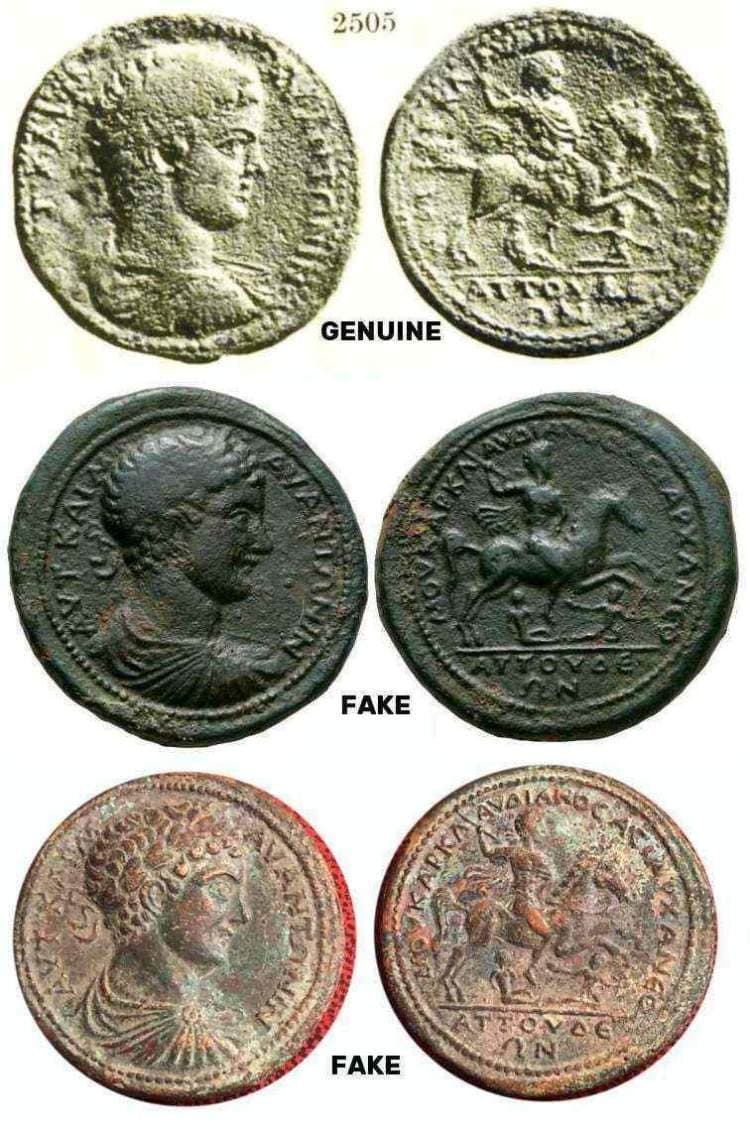 Attuda SNG vA 2505 Genuine and Fake Caracalla AE42 medallion of Attuda, Caria