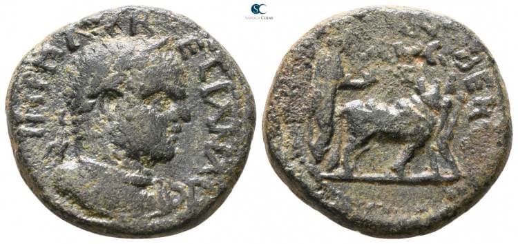 Berytos Sawaya 1538 Caracalla, AE20 of Berytos, Phoenicia