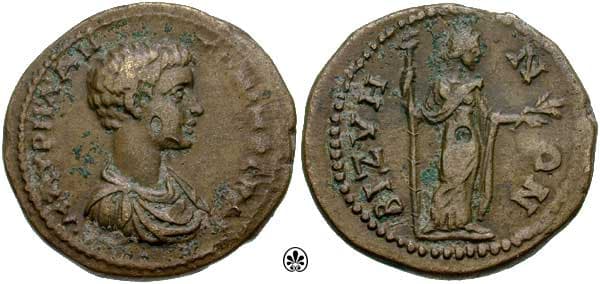 Bizya Jurukova 45 Caracalla, as Caesar, AE 28mm of Bizya in Thrace