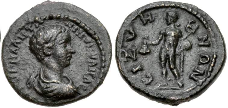 Bizya Varbanov 1470 Caracalla, AE18 of Bizya, Thrace