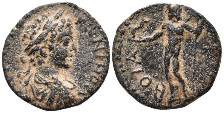 Boeae Obolos 33, 779 Caracalla, AE20 of Boeae, Laconia
