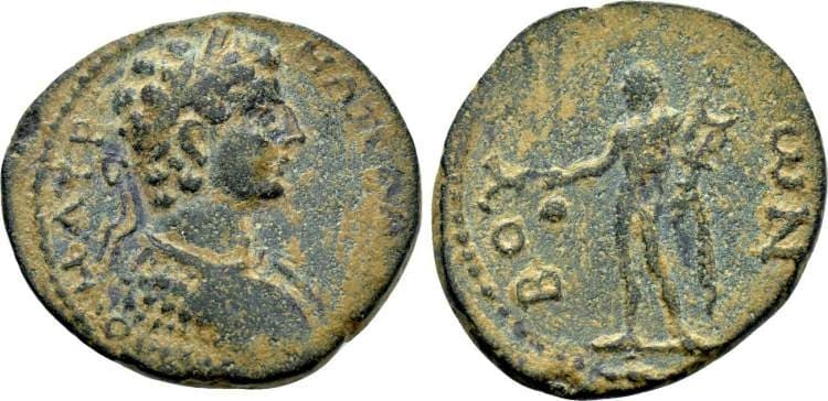 Bura Naumann 61, 343 Caracalla AE24 of Bura, Achaia