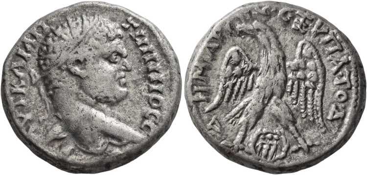 Gadara Prieur 1592 Caracalla, billon tetradrachm of Gadara, Syria