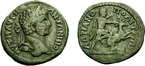 Hadrianopolis Moushmov 2655 Caracalla AE27 of Hadrianopolis, Thrace