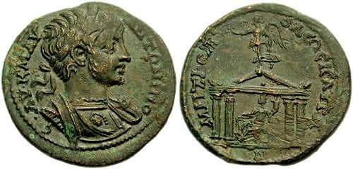 Isaura SNG Lev 264 Caracalla AE 26 of Isaura, Cilicia