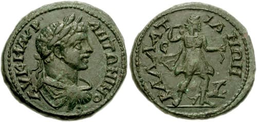 <> Kallatis Moushmov 289 Caracalla AE28 Pentassaria of Kallatis, Moesia Inferior