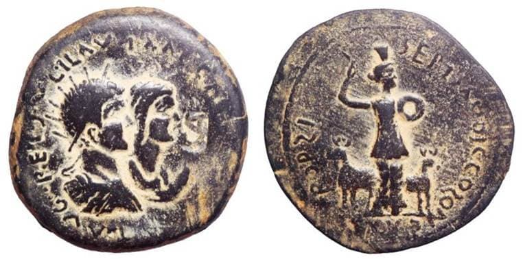Laodikeia Ad Mare Lindgren A2088B Caracalla and Plautilla, AE35 of Laodicea ad Mare, Syria