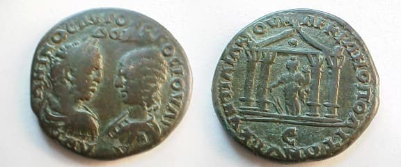 Markianopolis Moushmov 500 Caracalla and Julia Domna AE27 Pentassarion of Markianopolis