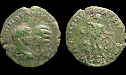 Markianopolis Moushmov 471 Caracalla and Julia Domna AE28 of Markianopolis