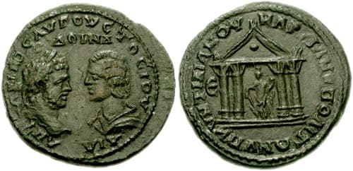 Markianopolis Moushmov 503 Caracalla and Julia Domna AE28 Pentassarion of Markianopolis