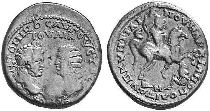 Markianopolis Varbanov 1029 Caracalla and Julia Domna, AE27 of Markianopolis, Moesia