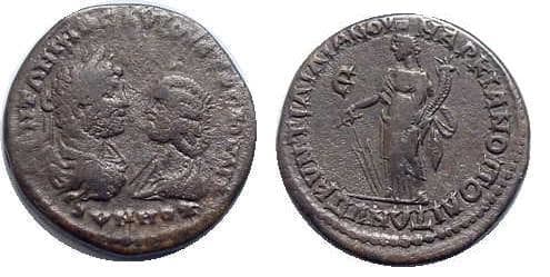 Markianopolis Varbanov 1056 Caracalla and Julia Domna, AE27 of Markianopolis, Moesia