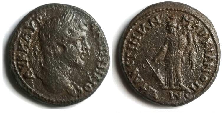 Markianopolis Varbanov 918 var Caracalla, AE27 of Markianopolis, Moesia