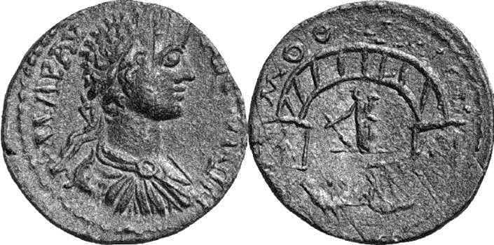 Mothone BCD 809 Caracalla, AE21 Assarion of Mothone, Messenia