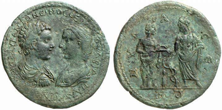 Mylasa Akarca 88 Caracalla and Plautilla, AE42 of Mylasa, Caria