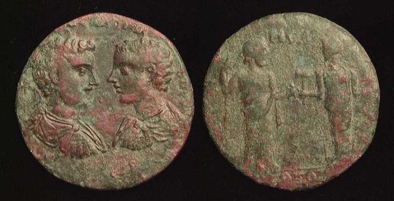 Mylasa BMC 37 Caracalla and Geta, AE40 of Mylasa, Caria