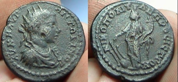 Nikopolis Moushmov 1129 Caracalla AE19 of Nikopolis ad Istrum