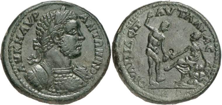 Pautalia Helios 3, 176 Caracalla, AE29 of Pautalia, Thrace