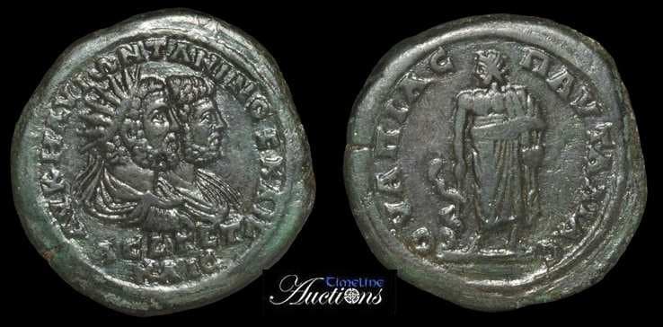 Pautalia Moushmov 4310 Caracalla and Geta, AE30, 4 Assaria of Pautalia, Thrace